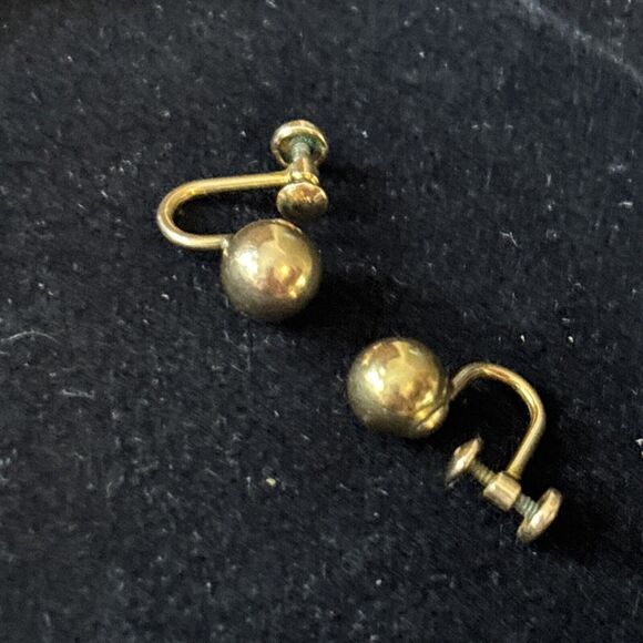 Vintage 12k Gold-Filled Screw-Back Ball Earrings - Picture 1 of 5